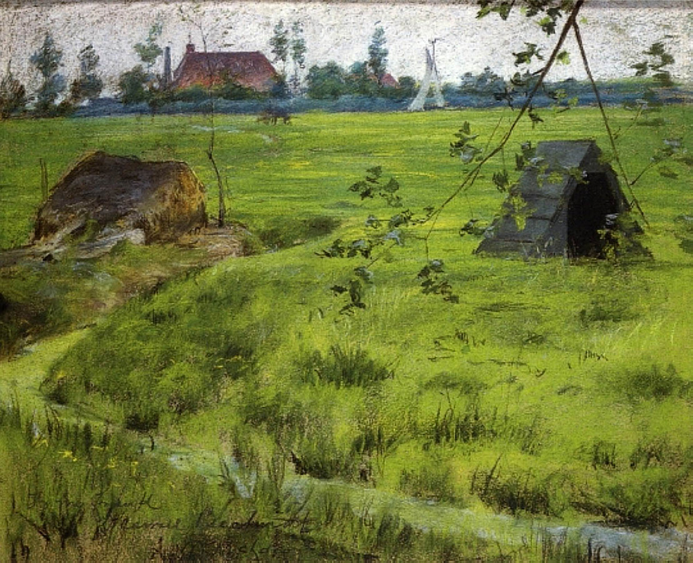 William Merritt Chase A Bit Of Holland Meadows (Aka A Bit Of Green In Holland), 1883 oil painting reproduction