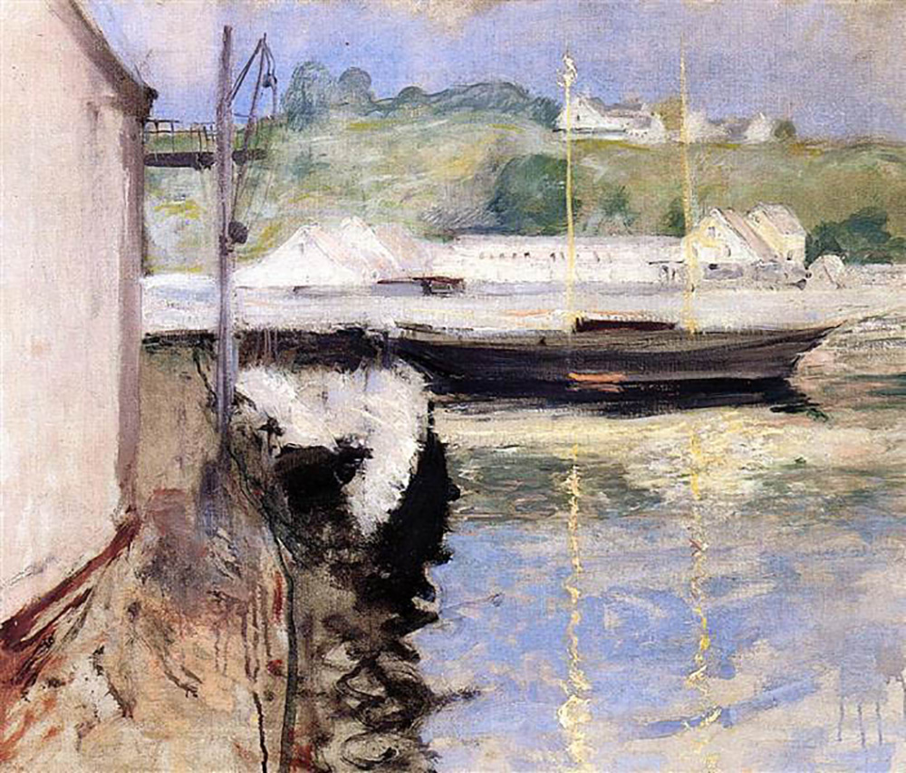 William Merritt Chase Fish Sheds And Schooner Gloucester oil painting reproduction