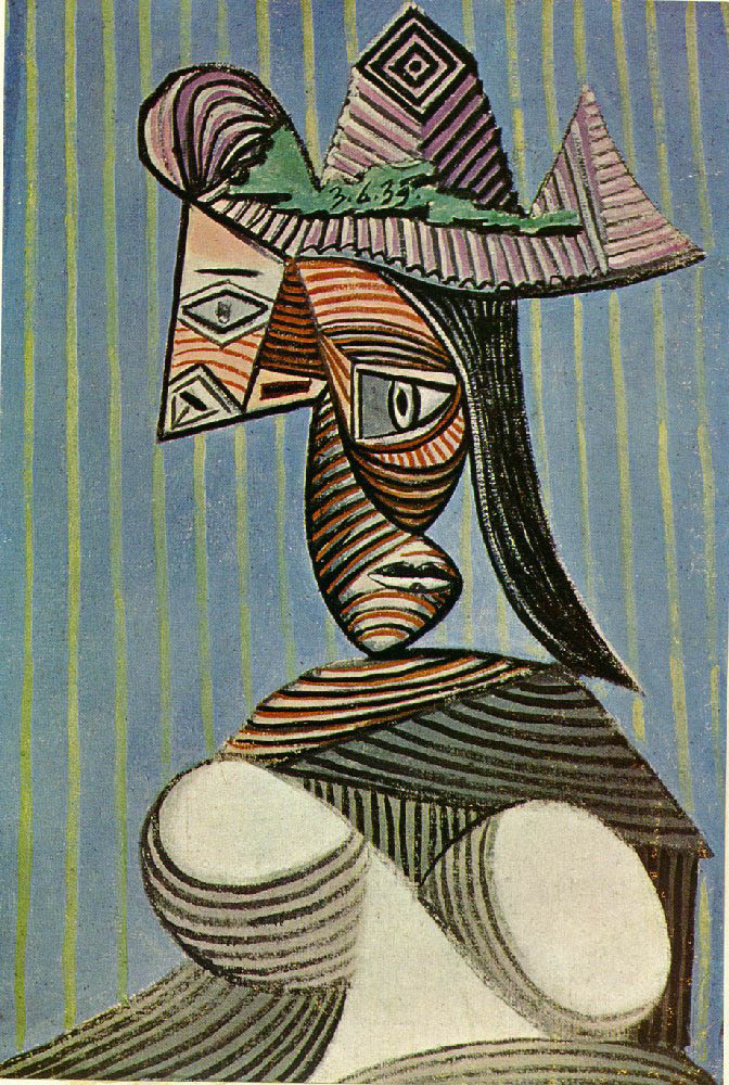 Pablo Picasso Buste de femme au chapeau rayé 3-June 1939 oil painting reproduction