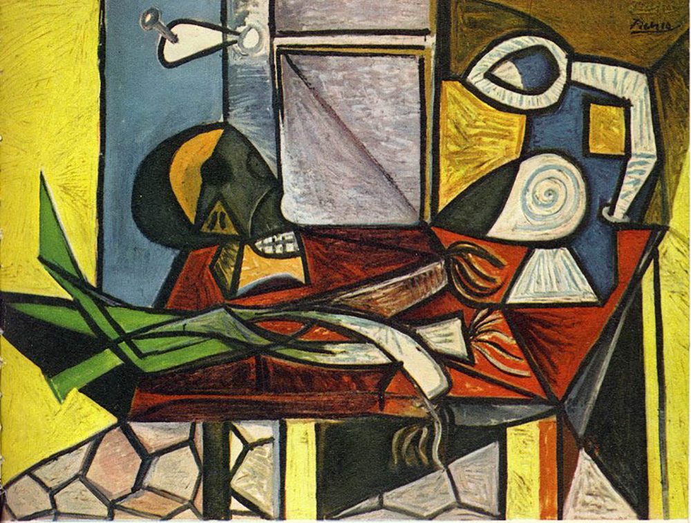 Pablo Picasso Tête de mort et poireaux. 18-March 1945 oil painting reproduction