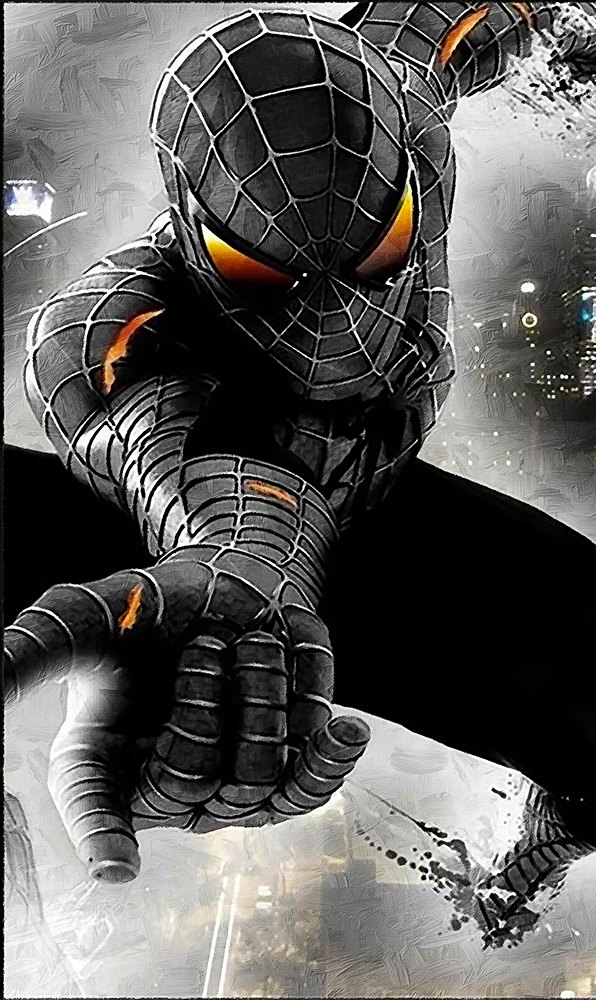Comic Book Heroes Art - Spiderman - Black Spiderman painting for sale spideri15