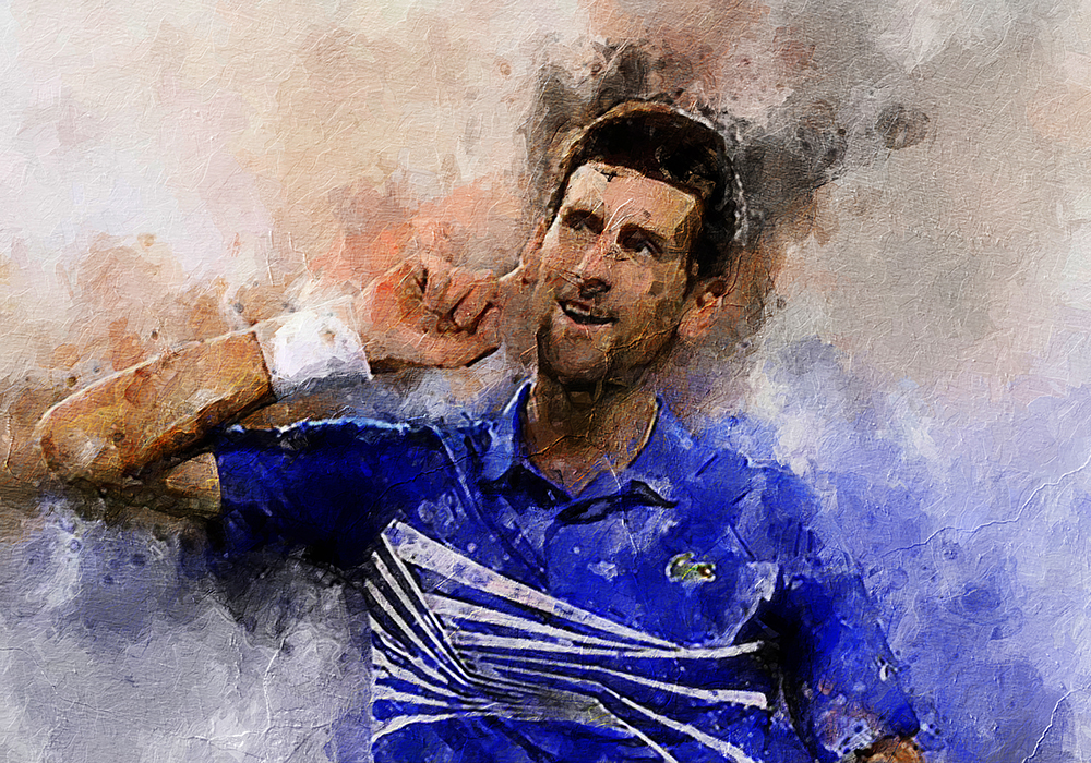 Sports Art - Tennis - Novak Win painting for sale tennis4