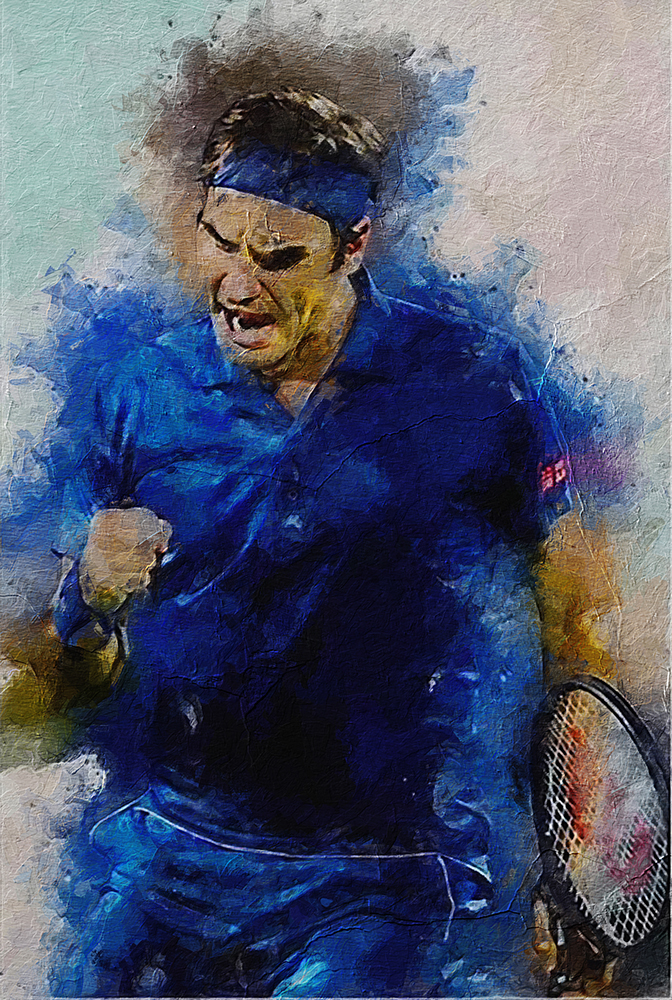 Sports Art - Tennis - Federer Wins painting for sale tennis5