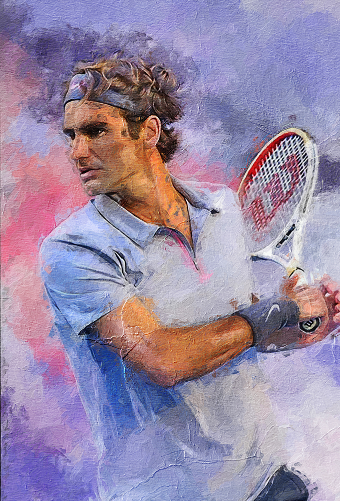 Sports Art - Tennis - Federer Backhand painting for sale tennis6