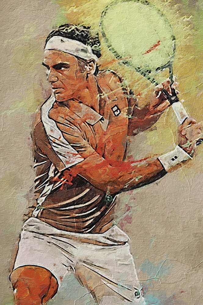 Sports Art - Tennis - Nadal Backhand painting for sale tennis7