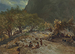 Albert Bierstadt Mariposa Indian Encampment, Yosemite Valley, California oil painting reproduction