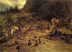 Albert Bierstadt Mariposa Indian Encampment Yosemite Valley California oil painting reproduction
