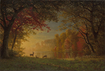 Albert Bierstadt Indian Sunset Deer by a Lake  oil painting reproduction