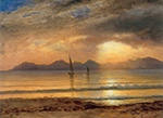 Albert Bierstadt Sunset Over A Mountain Lake oil painting reproduction