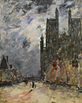 Eugene Boudin Abbeville, the Collegiate Church at Night, 1890-94 oil painting reproduction