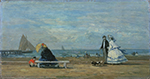 Eugene Boudin Beach at Trouville, 1863 oil painting reproduction