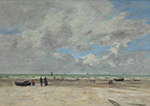 Eugene Boudin Berk, Beach in a Harbour, 1876 oil painting reproduction