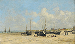 Eugene Boudin Berk, Beach in a Harbour, 1889 oil painting reproduction