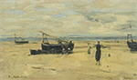 Eugene Boudin Berk, Beach with Shallow, 1875-77 oil painting reproduction