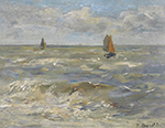 Eugene Boudin Boats in the Sea, 1888-95 oil painting reproduction