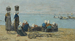 Eugene Boudin Brest, Fisherwomen on the Shore, 1879 oil painting reproduction