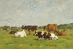 Eugene Boudin Cows at the Pasture, 1880-85 01 oil painting reproduction
