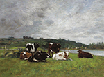 Eugene Boudin Cows at the Pasture, 1880-85 02 oil painting reproduction