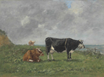 Eugene Boudin Cows near the Sea, 1885-90 oil painting reproduction