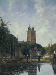 Eugene Boudin Dordrecht, the Grote Kerk from the Canal, 1874 oil painting reproduction
