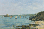 Eugene Boudin Douarnenez, Fishing Boats near the Beach, 1897 oil painting reproduction