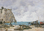 Eugene Boudin Etretat, Fishing Boats on the Beach, 1890 oil painting reproduction