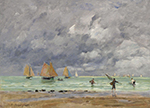 Eugene Boudin Fishermen and Boats near Trouville, 1892 oil painting reproduction