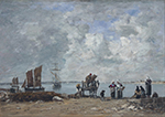 Eugene Boudin Fishermen's Wives at the Seaside, 1872 oil painting reproduction