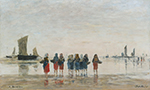 Eugene Boudin Fisherwomen in Berk, 1875 oil painting reproduction
