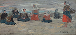 Eugene Boudin Fisherwomen on the Beach, Berk, 1875-78 oil painting reproduction