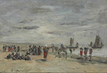 Eugene Boudin Fisherwomen on the Beach 3, Berk, 1876-78 oil painting reproduction