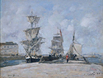 Eugene Boudin Harbor at Honfleur, 1865 oil painting reproduction