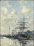 Eugene Boudin Havre, Sailboats in the Port, 1883 oil painting reproduction