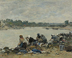 Eugene Boudin Laundresses at the Bank of the Touques, 1885-90 oil painting reproduction