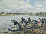 Eugene Boudin Laundresses at the Bank of the Touques, 1888-95 oil painting reproduction