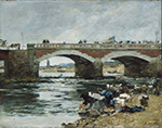 Eugene Boudin Laundresses near the Bridge, 1883 oil painting reproduction