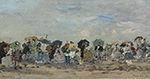 Eugene Boudin On the Beach of Trouville, 1874 oil painting reproduction