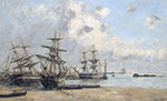 Eugene Boudin Portrieux, Vessels in the Port, 1873 oil painting reproduction