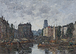 Eugene Boudin Rotterdam, the Bridge of Bourse, 1873 oil painting reproduction