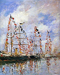 Eugene Boudin Sailing ships at Deauville 1896 oil painting reproduction