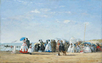Eugene Boudin Scene on the Beach at Trouville, 1865 oil painting reproduction