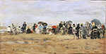Eugene Boudin Scene on the Beach at Trouville, 1880 oil painting reproduction
