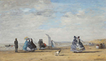 Eugene Boudin Scene on the Beach in Trouville, 1864 oil painting reproduction