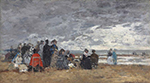 Eugene Boudin Scene on the Beach in Trouville, 1869 oil painting reproduction