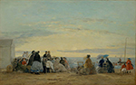 Eugene Boudin Scene on the Beach in Trouville, Sunset, 1865 oil painting reproduction