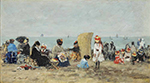 Eugene Boudin Scene on the Beach of Trouville, 1881 oil painting reproduction