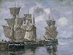 Eugene Boudin Ships in the Port of Honfleur, 1856 oil painting reproduction