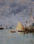 Eugene Boudin Trouville The Jettys high tide 1897 oil painting reproduction