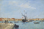 Eugene Boudin Venice, The Grand Canal, Steamboats and Gondolas, 1895 oil painting reproduction