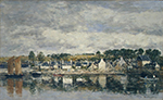 Eugene Boudin Village by a River, 1867 oil painting reproduction
